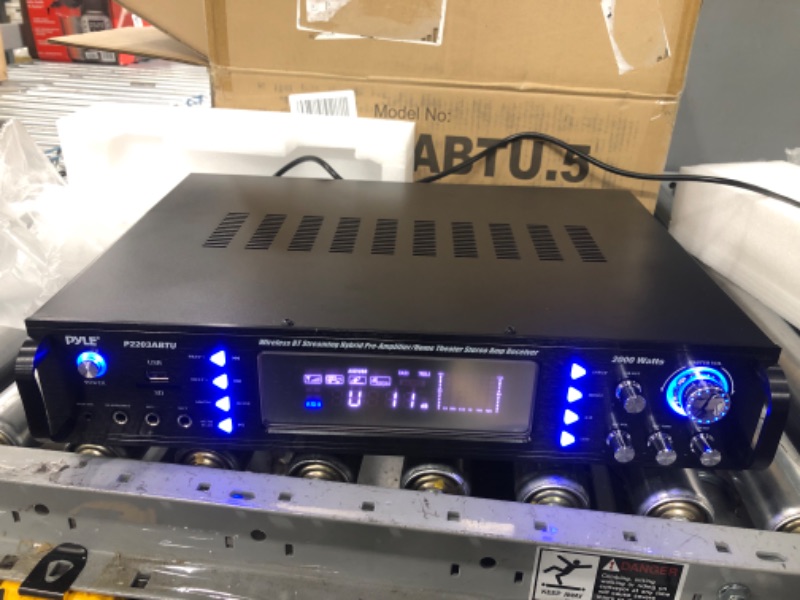 Photo 1 of Pyle 4-Channel Bluetooth Home Power Amplifier - 2000 Watt Audio Stereo Receiver w/ Speaker Selector, AM FM Radio, USB/ SD Card Reader, Karaoke Microphone Input - Home Entertainment System