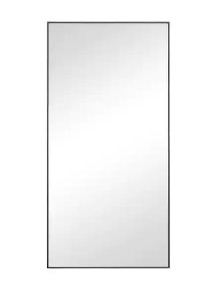 Photo 1 of 36 in. x 18 in. Rectangle Framed Black Wall Mirror with Thin Minimalistic Frame