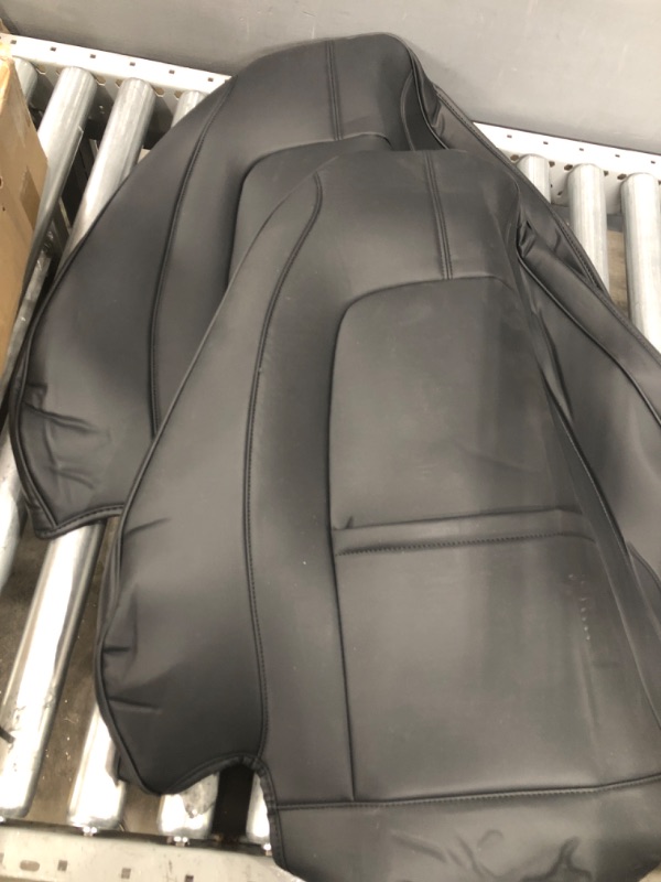 Photo 2 of Basenor Tesla Model 3 Model Y Model S Model X Leather Seat Back Kick Protectors Kick Mats Black Set of 2
