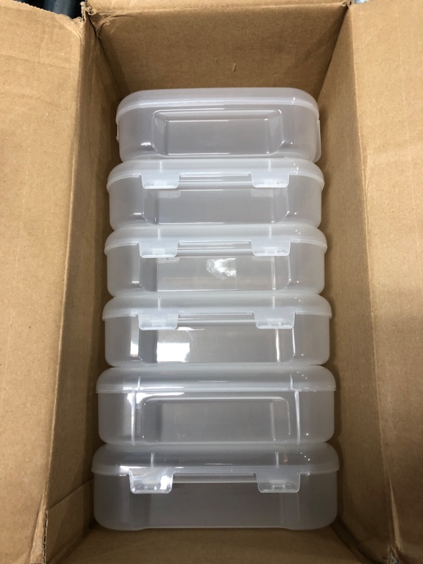 Photo 2 of IRIS USA 8 Pack Clear Scrapbook Paper Storage Boxes, Portable Craft and Art Project Case for 6 x 6 Photos, Plastic Storage Box 6" x 6" Paper - 8 Pack