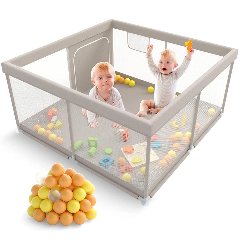 Photo 1 of Playpen with Ocean Balls, Baby Playpen, 47x47inch Playpen, Playpen for Babies and Toddlers, Play Pen for Kids, Play Pens for Babies and Toddlers for Apartment, Baby Play Yards, Play Area Infants
