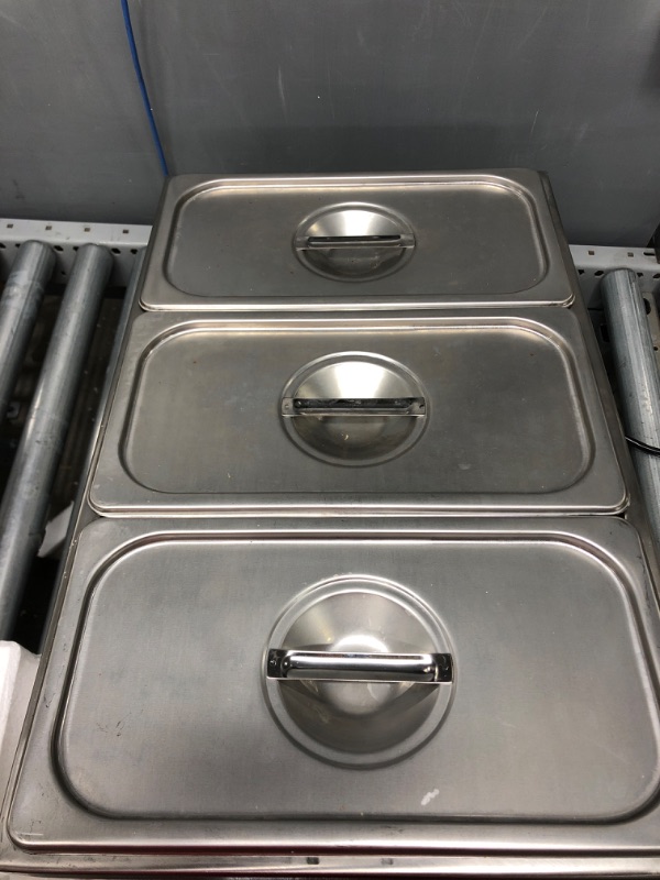 Photo 3 of SYBO ZCK165BT-3 Commercial Grade Stainless Steel Bain Marie Buffet Food Warmer Steam Table for Catering and Restaurants, (3 Sections with Tap), Sliver