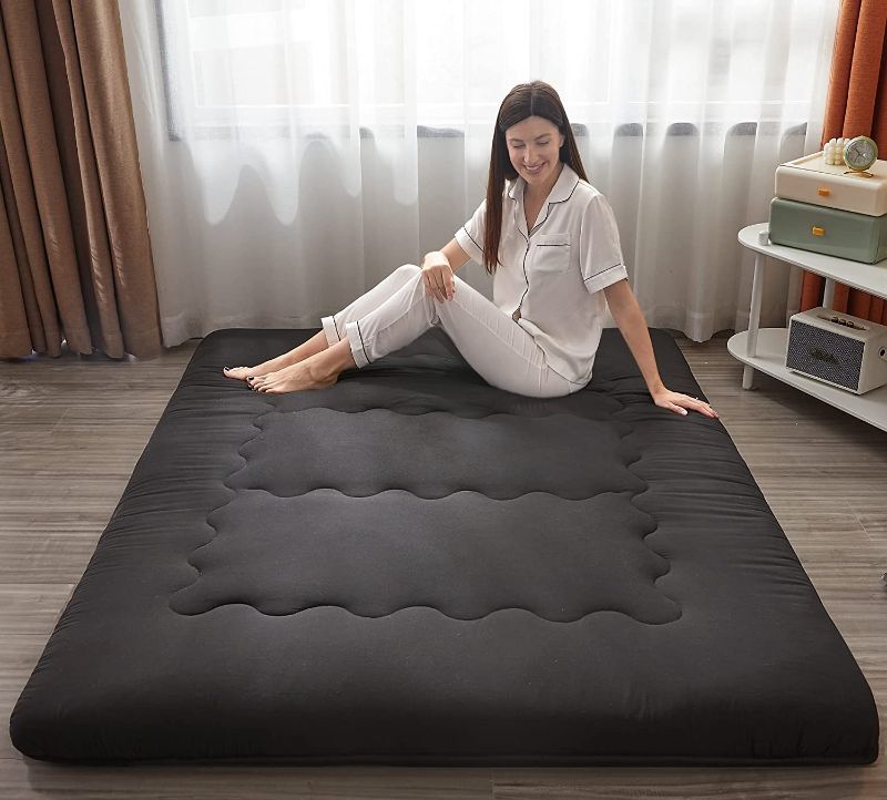 Photo 1 of FTIURA Japanese Floor Mattress, Japanese Futon Mattress, Shikibuton Foldable & Portable Camping Mattress with Washable Cover, Black Twin-XL
