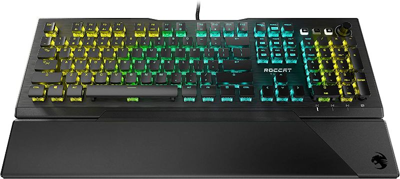 Photo 1 of ROCCAT Vulcan Pro Linear Optical PC Gaming Keyboard, Titan Switch Full Size with Per Key AIMO RGB Lighting, Anodized Aluminum Top Plate and Detachable Palm/Wrist Rest, Low Profile, Black
