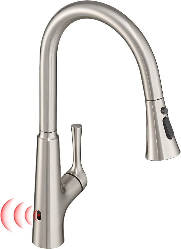Photo 1 of ***MISSING COMPONENTS*** GIMILI Touchless Kitchen Faucet with Pull Down Sprayer, Single Handle Motion Sensor Activated Hands-Free Kitchen Sink Faucet Brushed Nickel
