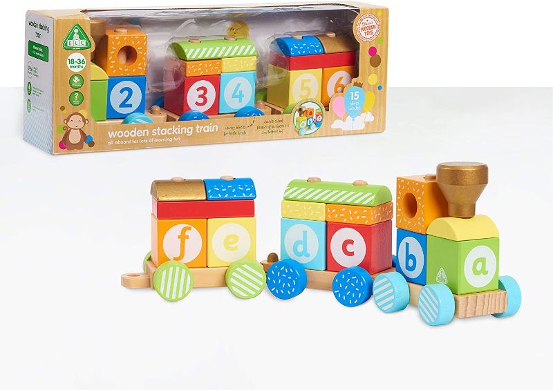 Photo 1 of Early Learning Centre Wooden Stacking Train, Hand Eye Coordination, Problem Solving, Toys for Ages 18-36 Months, Amazon Exclusive, by Just Play
