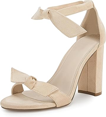 Photo 1 of LAICIGO Women's Bowknot Ankle Strap Heeled Sandals High Block Heel Open Toe Party Classic Pumps Shoes 8.5
