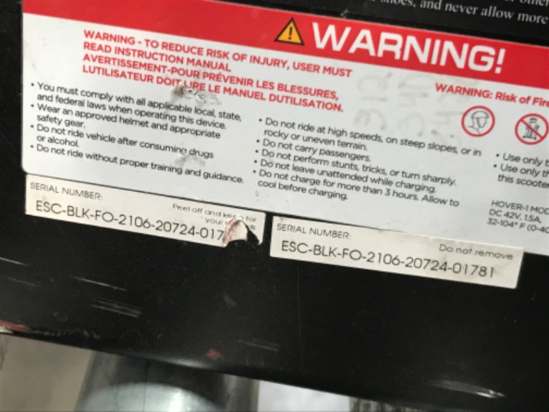 Photo 12 of (NOT FUNCTIONAL, DAMAGE)Hover-1 Escape Electric Folding Scooter - 16 MPH Top Speed, 9 Mile Range, 250W Motor, 264lbs Max Weight, Electric/Mech Brakes, Cert. & Tested - Safe for Kids & Adults, Black
**DOES NOT ACCELERATE, THRUSTER DOES NOT FUNCTION**
