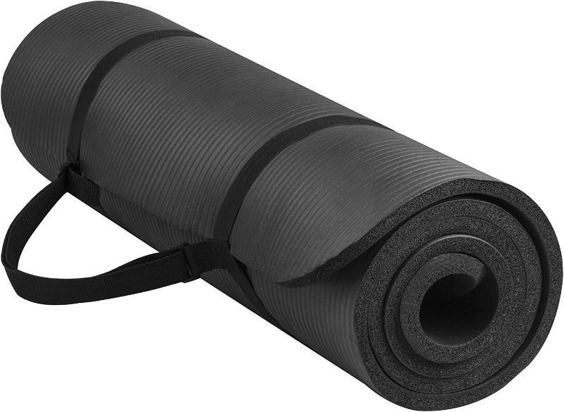 Photo 1 of (DAMAGE)BalanceFrom All Purpose 1/2-Inch Extra Thick High Density Anti-Tear Exercise Yoga Mat with Carrying Strap and Yoga Blocks
**CUT**