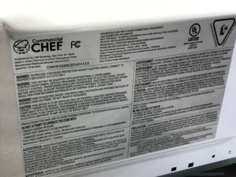 Photo 6 of Commercial Chef  E361255 1.1-cu ft 1000-Watt Countertop Microwave (Stainless Steel)
