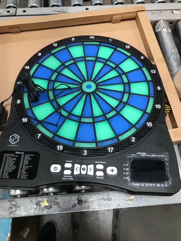 Photo 3 of Turnart Electronic Dart Board,13 inch Illuminated Segments Light Based Games Electric Dartboard for Adults Tested Tough Segment for Enhanced Durability Professional with Scoring
