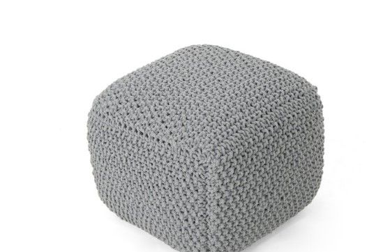 Photo 1 of 20.5" Gray Contemporary Knitted Square Pouf Ottoman
