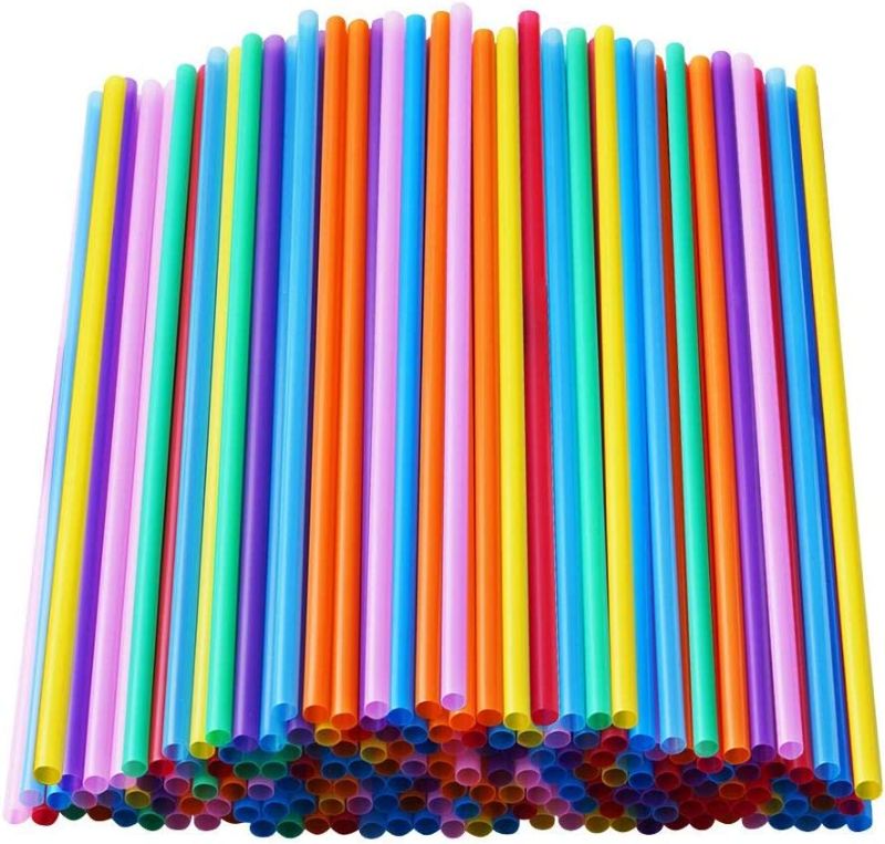 Photo 1 of 200 Pcs Colorful Plastic Long Disposable Drinking Straws. (0.23''diameter and 10.2"long)
