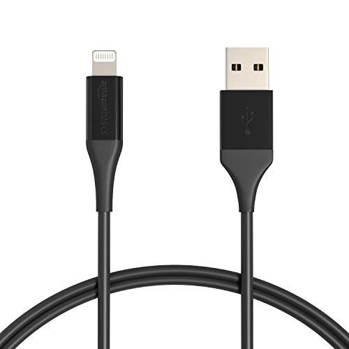 Photo 1 of Amazon Basics iPhone Charger Cable, ABS USB-a to Lightning, MFi Certified, for Apple iPhone, iPad, 10,000 Bend Lifespan - Black, 1-Ft