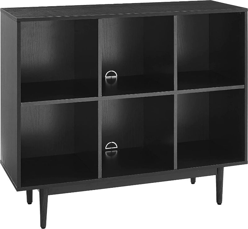 Photo 1 of ***DAMAGED*** Crosley Furniture Liam Mid-Century 6-Cube Bookcase, Black
***SEE NOTE***