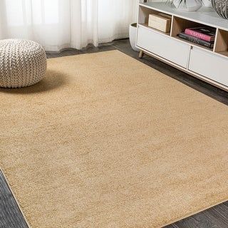 Photo 1 of 8 X10 Haze Solid Low-Pile Area Rug Mustard - JONATHAN Y
