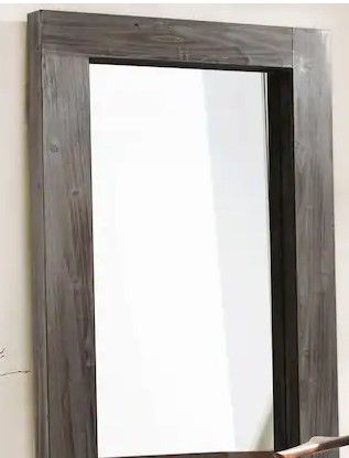 Photo 1 of 71 in. H x 32 in. W Rustic Rectangle Framed Charcoal Color Floor Leaning Mirror