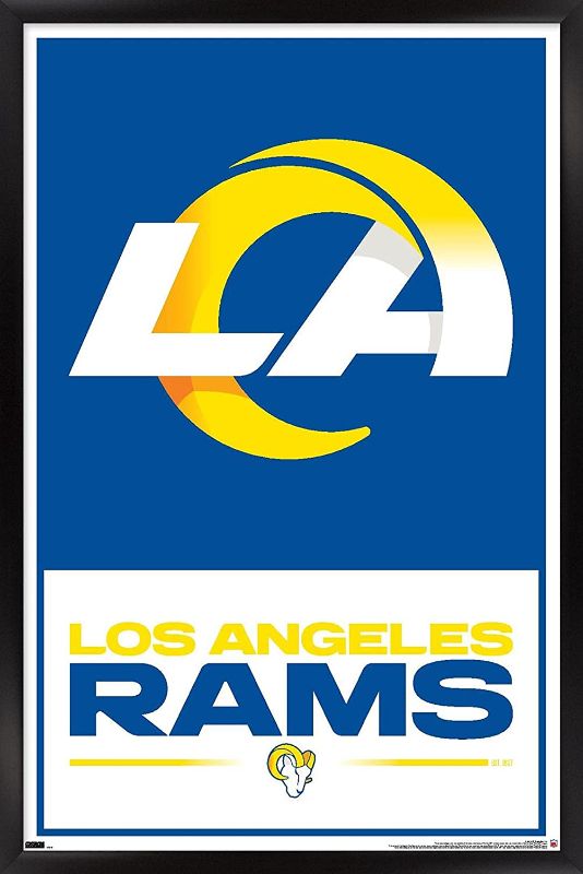 Photo 1 of *BROKEN FRAME* Trends International NFL Los Angeles Rams-Logo 21 Wall Poster, 22.375" x 34", Black Framed Version
