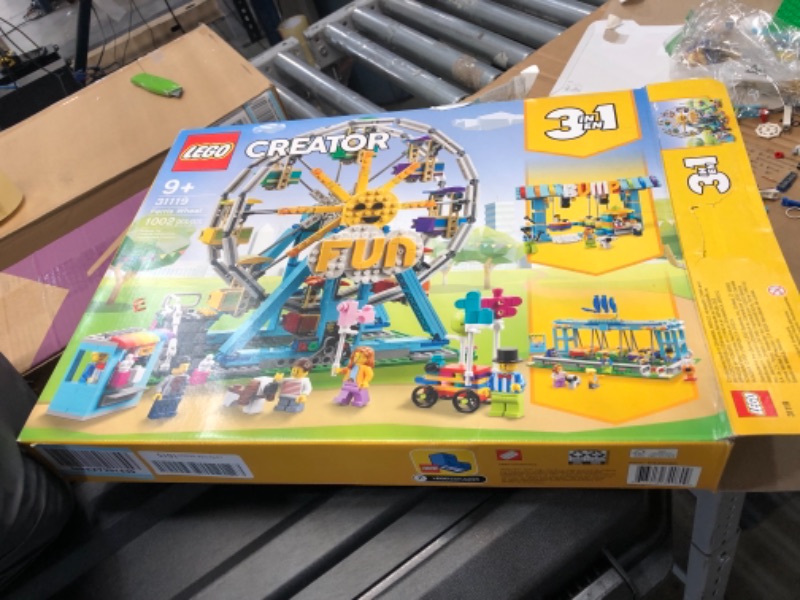 Photo 3 of *INCOMPLETE* LEGO Creator 3in1 Ferris Wheel 31119 Building Kit with Rebuildable Toy Bumper Cars, Boat Swing and 5 Minifigures; New 2021 (1,002 Pieces) Frustration-Free Packaging