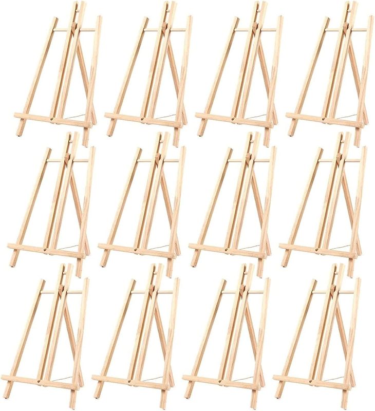 Photo 1 of 12 Pack Wood Table Top Easels for Painting, Small Stands for Art Canvas Display, Kids, Classroom (9 x 11 in)
