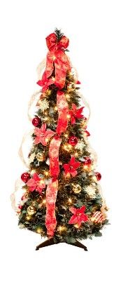 Photo 1 of 4' Red Poinsettia Pull-Up Tree by Holiday PeakTM

