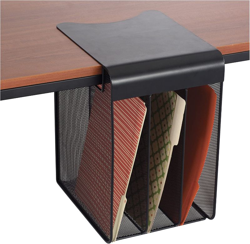 Photo 1 of Safco Products 3243BL Onyx Mesh Solid Top Vertical Hanging Desk Storage, Black,9.5"W x 12"D x 14.75"H
