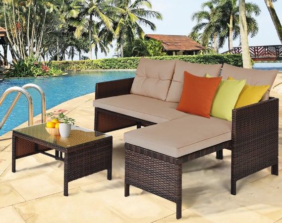 Photo 1 of (Incomplete - Parts Only) Costway 3PCS Outdoor Rattan Sofa Set
