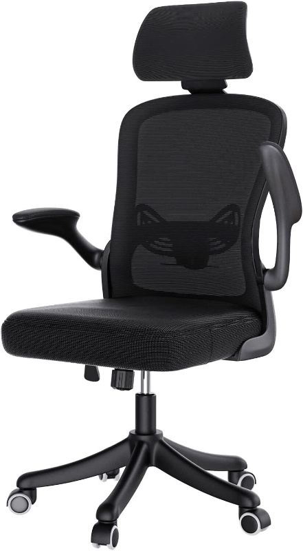 Photo 1 of ZXBEER Office Chair Ergonomic Desk Chair Lumbar Support Height Adjustable Computer Chair with Flip-up Armrests, Mesh High Back, and 360° Rocking Function Swivel Task Chair for Home Office- Black
