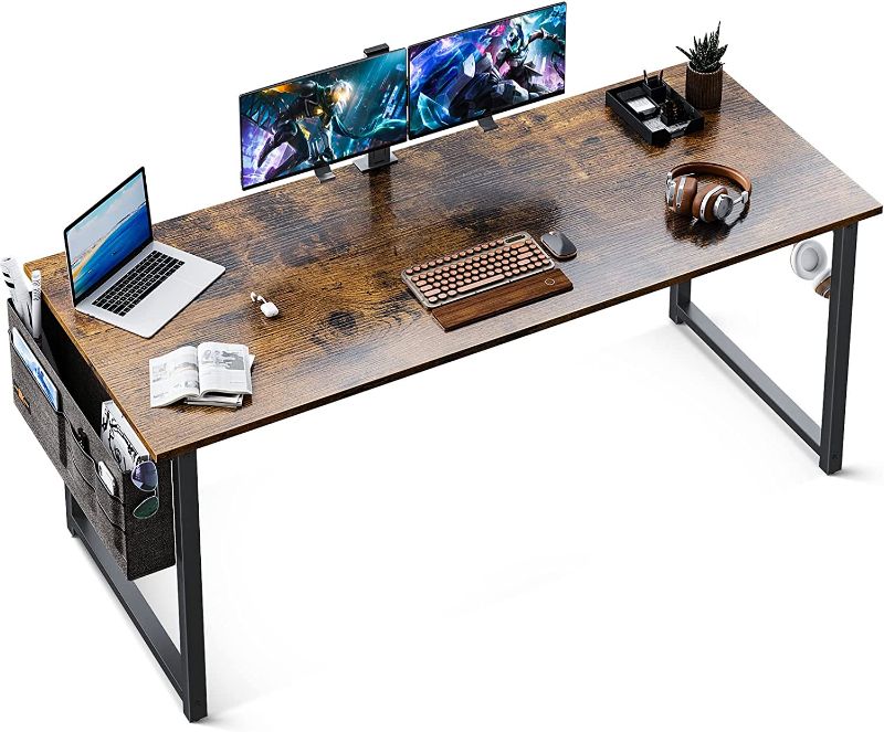 Photo 1 of ODK 63 inch Super Large Computer Writing Desk Gaming Sturdy Home Office Desk, Work Desk with A Storage Bag and Headphone Hook, Vintage
