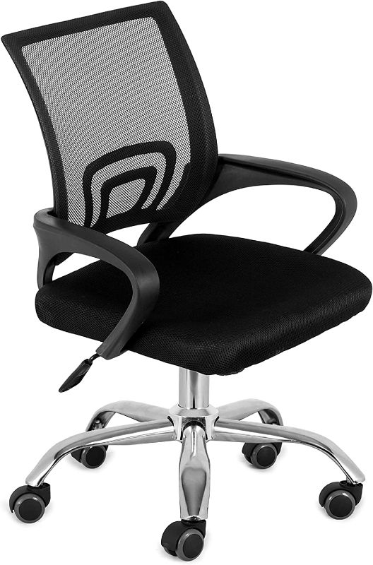 Photo 1 of Comfty Mesh Office Chair with Mid Back and Chrome Base, 31.89”-35.04”, Black
