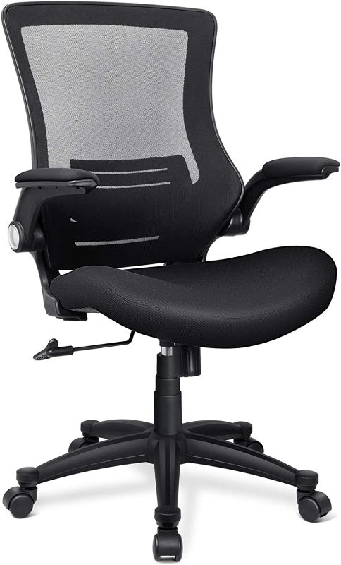 Photo 1 of **INCOMPLETE, PARTS ONLY**
Funria Swivel Mesh Office Chair Ergonomic Black Mid Back Computer Desk Chair with Flip Up Arms Lumbar Support Height Adjustable Office Task Chair
