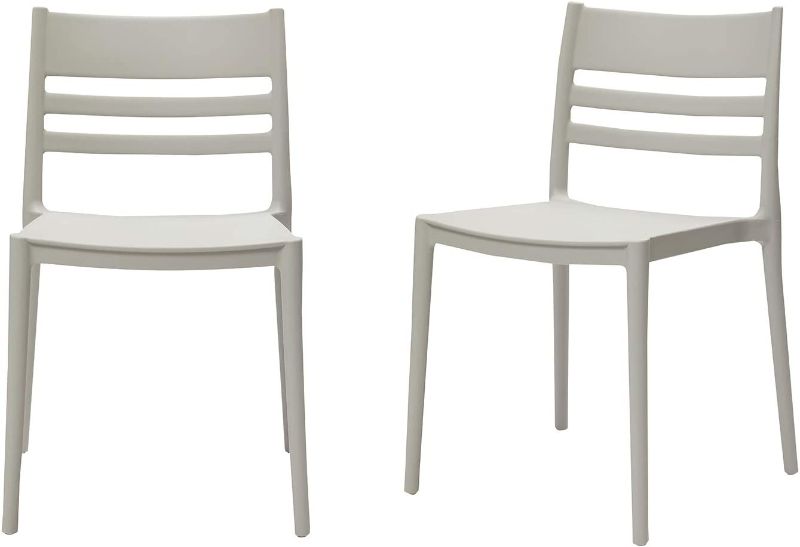 Photo 1 of Amazon Basics Light Grey, Armless Slot-Back Dining Chair-Set of 2, Premium Plastic
