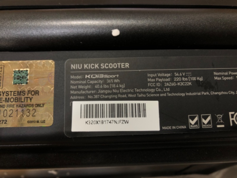 Photo 3 of (Not Functional - Parts Only) NIU Electric Scooter for Adults