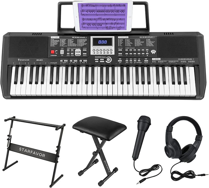 Photo 1 of (Incomplete - Stand and Stool Only) Starfavor 61 Key Portable Electric Keyboard Electronic Piano Music for Beginners Adults Kids, include Z-style Stand, Stool, Power Supply, Microphone, Headphone (SEK-461S)
