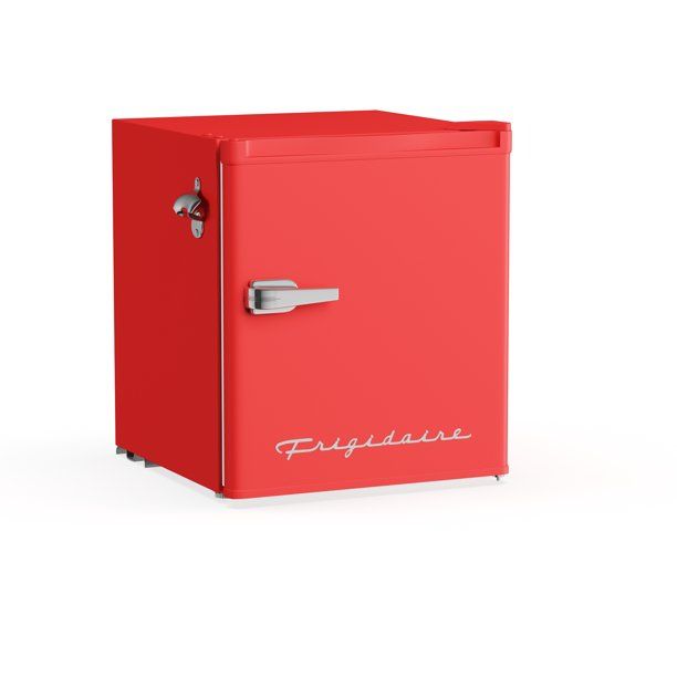 Photo 1 of not functional**Frigidaire, 1.6 Cu ft Retro Dry Erase Compact Refrigerator With Side Bottle Opener, (EFR177), Red
