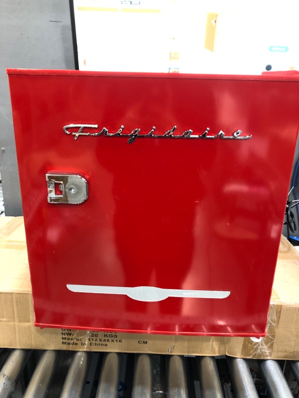 Photo 2 of not functional**Frigidaire, 1.6 Cu ft Retro Dry Erase Compact Refrigerator With Side Bottle Opener, (EFR177), Red
