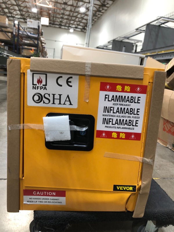 Photo 2 of 12 Gallon Safety Cabinet for Flammable Liquids Single door and Manual Close Yellow Hazardous Storage
