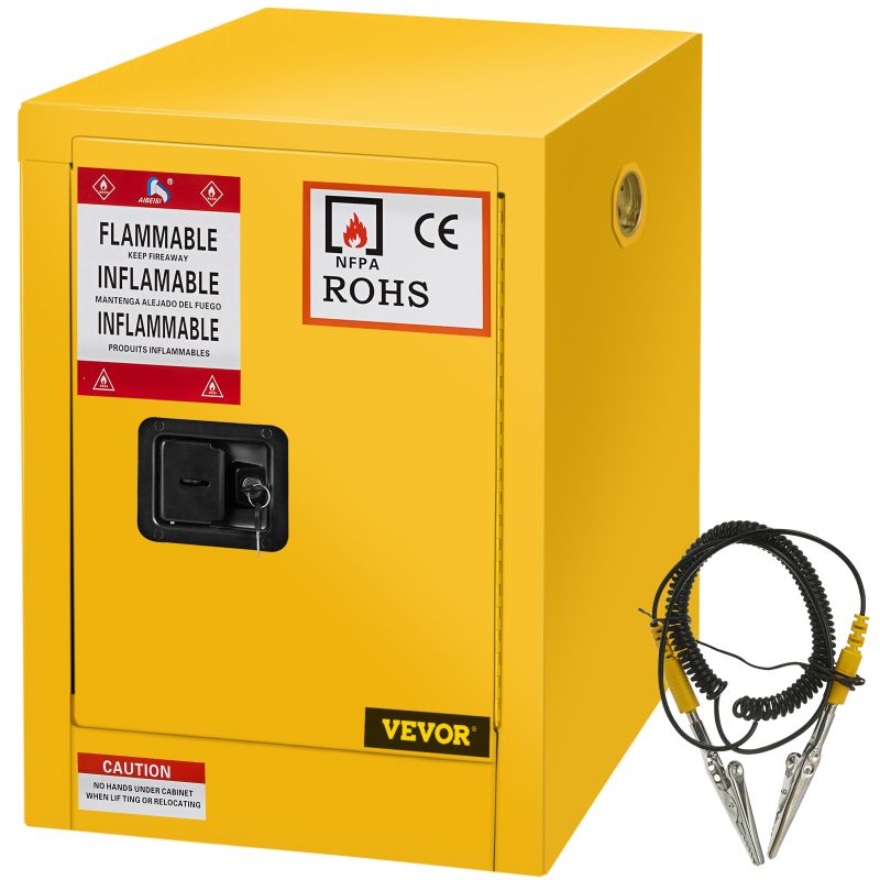 Photo 1 of 12 Gallon Safety Cabinet for Flammable Liquids Single door and Manual Close Yellow Hazardous Storage
