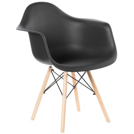 Photo 1 of Bold Tones Mid-Century Modern Style Plastic Shell Dining Arm Chair with Wooden Dowel Eiffel Legs
