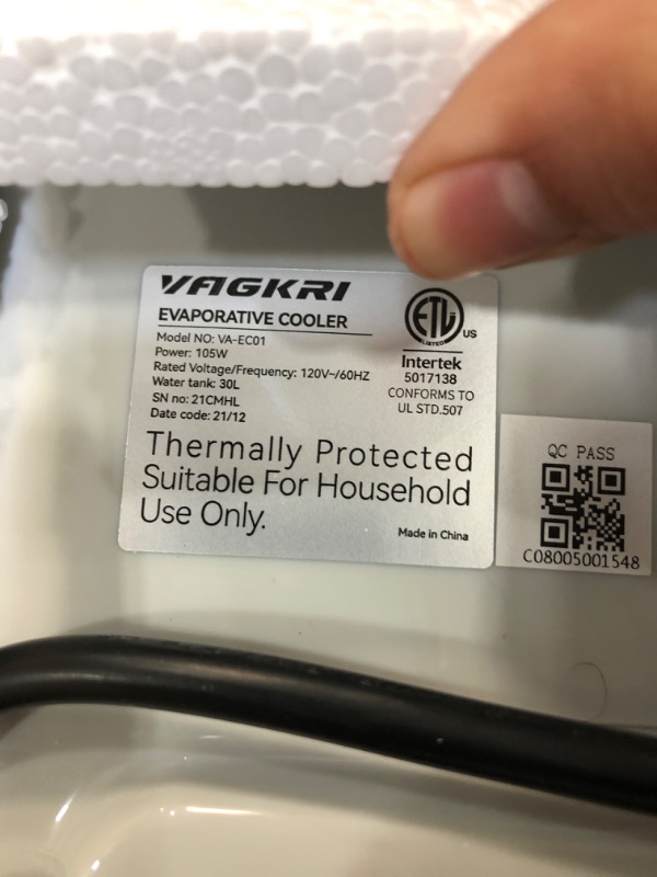 Photo 4 of Evaporative Cooler, VAGKRI 2100CFM Air Cooler, 120°Oscillation Swamp Cooler with Remote Control, 24H Timer, 3 Wind Speeds for Outdoor Indoor Use,7.9Gallon
