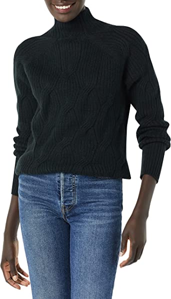 Photo 1 of Amazon Essentials Women's Soft Touch Funnel Neck Cable Sweater (XS)