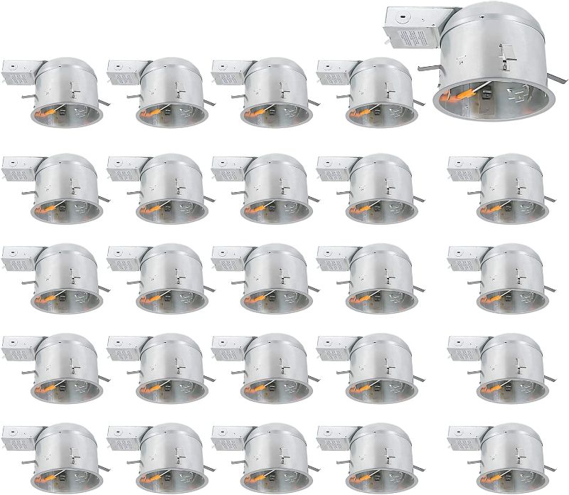 Photo 1 of 24 Pack 6 Inch Remodel Housing, Shallow Type Airtight IC Can Housing with TP24 Connector for LED Recessed Lighting, ETL Listed
