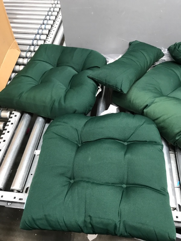 Photo 2 of ARTPLAN Outdoor Cushions Loveseat All Weather Chair Cushions Bench Cushions Set of 5 Wicker Tufted Pillow for Patio Furniture Invisible Green