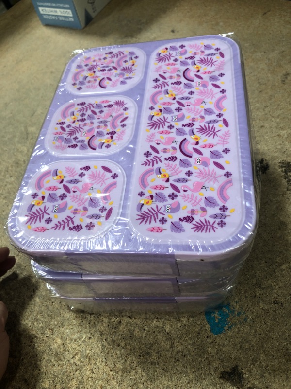 Photo 2 of 3 PACK Leak-Proof Bento-Style Lunch Box for Kids Adults Girls Boys, 4 separate leak-proof compartments - Bento Box Perfect for Kids 7+ and Teens, Microwave/Dishwasher Safe, BPA-Free & Sustainable (lilac)