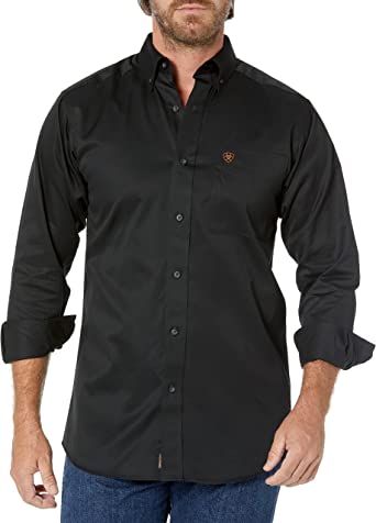 Photo 1 of ARIAT Men's MNS Solid Twill FTD Ls Shrt Black (Medium)