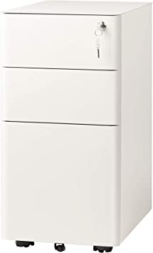 Photo 1 of DEVAISE 3-Drawer Slim Vertical File Cabinet, Fully Assembled Except Casters, Legal/Letter Size, White - 11.8"W x 17.7"D x 23.2"H

