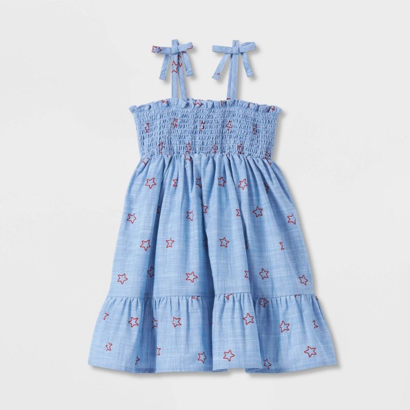 Photo 1 of 2T---Toddler Girls' Chambray Star Smocked Tank Top Dress - Cat & Jack™
