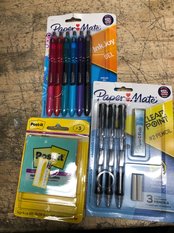 Photo 1 of POST- IT, PAPER MATE, STICKY NOTES, PENS, PENCILS BUNDLE 3 PACK