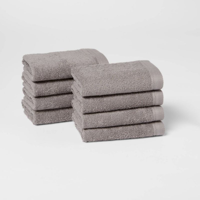 Photo 1 of 8pc Antimicrobial Washcloth Set Gray - Room Essentials
