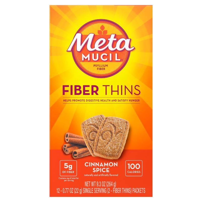 Photo 1 of  04/2024---Metamucil Fiber Thins, Psyllium Husk Supplement, Digestive Health Support Cinnamon Spice - 0.77 Oz X 12 Pack
